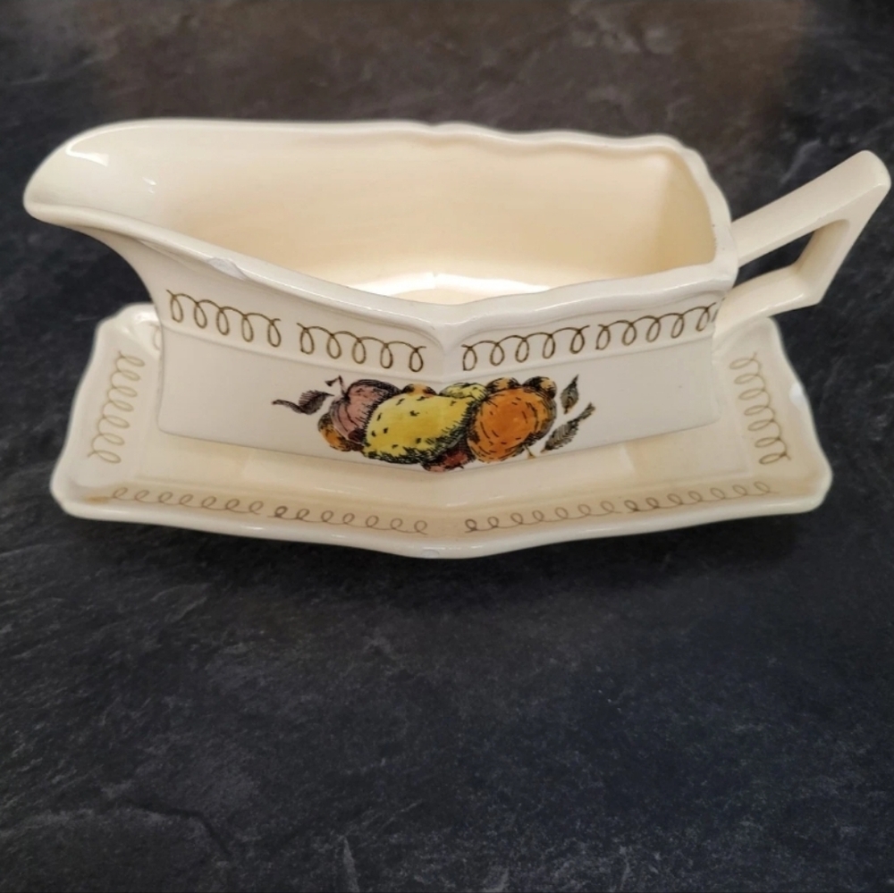 Vintage Shabes Bennington Square Shafford Gravy Boat Plate Art Deco MCM Replacem
